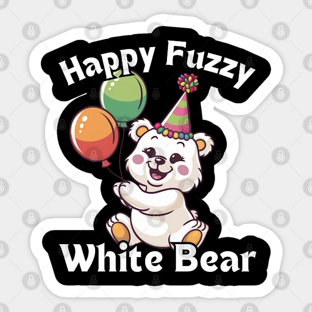 Happy Party White Bear Sticker by Estrella Design